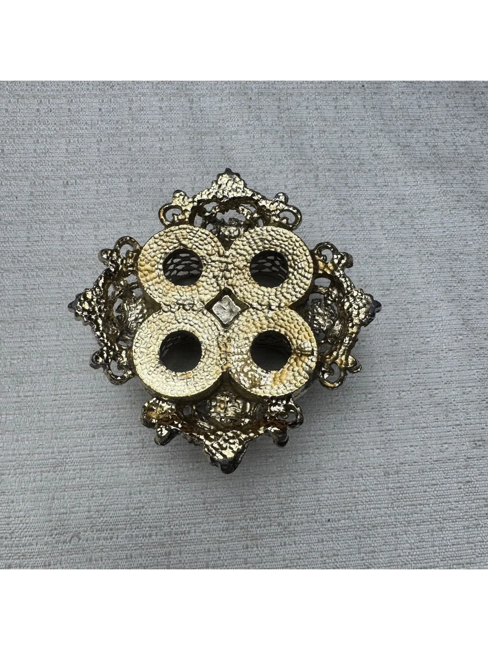 Vintage 1950s Lipstick Holder Silver Tone Filigree Vanity Organizer 4 Slot